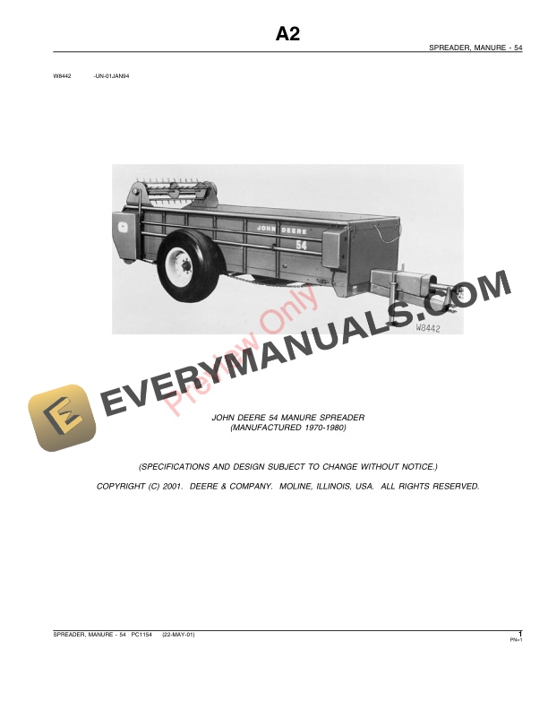 John Deere 54 Manure Spreader Parts Catalog PC1154 01JUN11 PDF 10 John Deere 54 Manure Spreader Parts Catalog PC1154 01JUN11 3