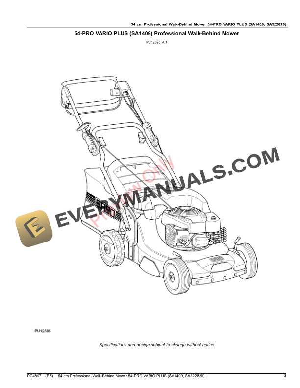 John Deere 54 cm Professional Walk-Behind Mower 54 Parts Catalog PC4897 12MAY20-3