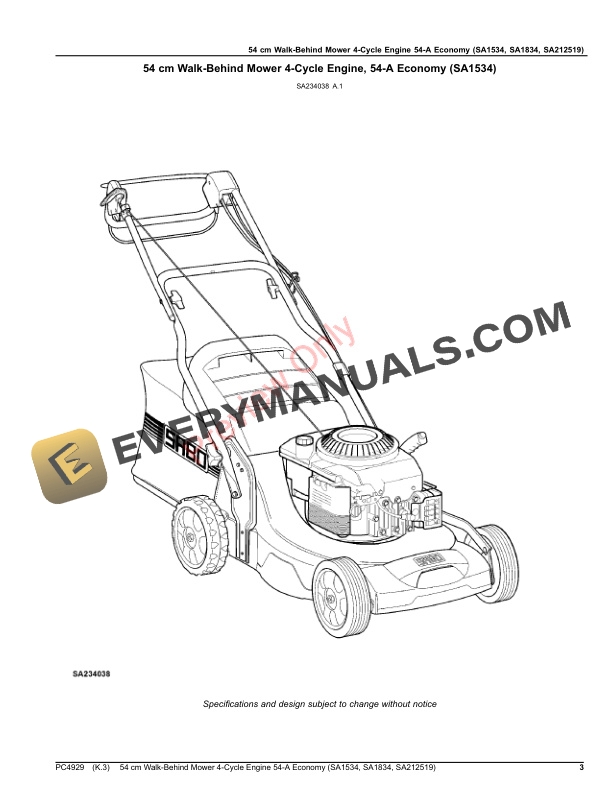 John Deere 54 cm Walk-Behind Mower 4-Cycle Engine 54 Parts Catalog PC4929 31MAR21 4 John Deere 54 cm Walk-Behind Mower 4-Cycle Engine 54 Parts Catalog PC4929 31MAR21-3