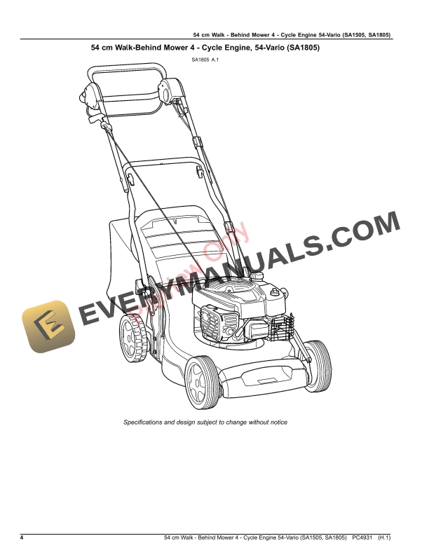 John Deere 54 cm Walk - Behind Mower 4 - Cycle Engine54 Parts Catalog PC4931 05JUL20 5 John Deere 54 cm Walk – Behind Mower 4 – Cycle Engine54 Parts Catalog PC4931 05JUL20-4