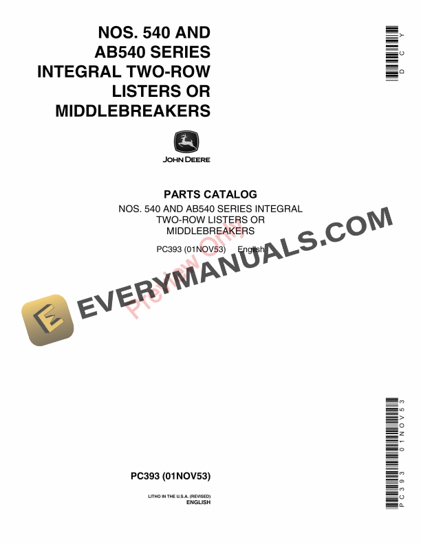 John Deere 540 Series Lister