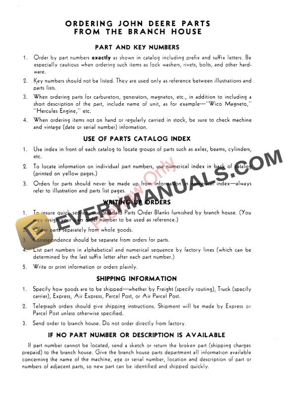 John Deere 540 Series Lister, Integral Parts Catalog PC393 01NOV53-4