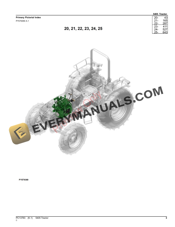John Deere 5405 Tractor Parts Catalog PC13783 24AUG23-3