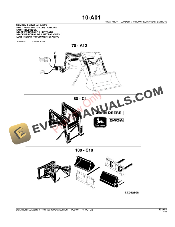 John Deere 540A FRONT LOADER ( -011000) Parts Catalog PC3199 01MAR17-3