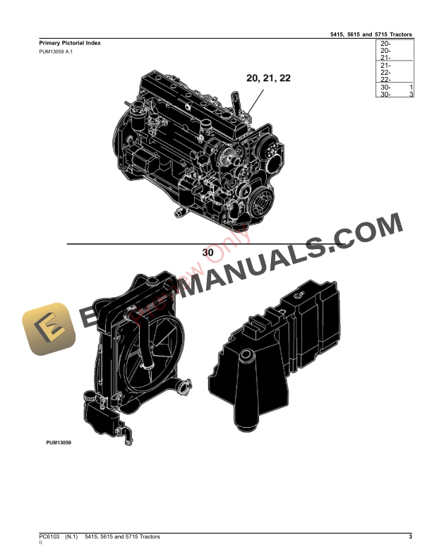 John Deere 5415, 5615, 5715 Tractor Parts Catalog PC6103 21SEP23-3