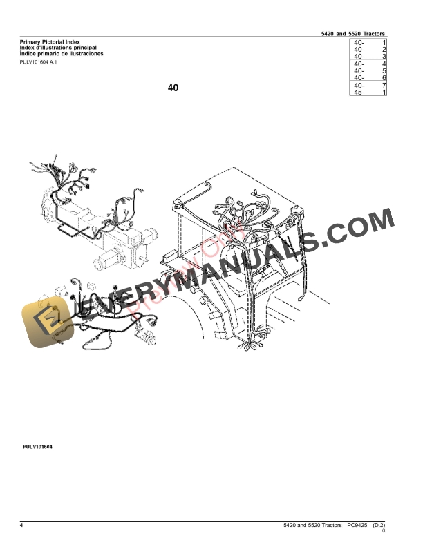 John Deere 5420 AND 5520 TRACTORS Parts Catalog PC9425 05NOV23-4