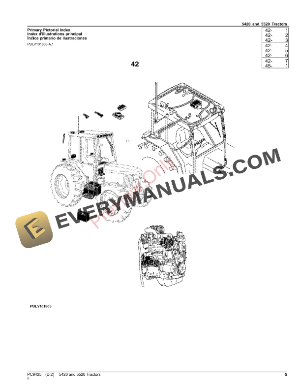 John Deere 5420 AND 5520 TRACTORS Parts Catalog PC9425 05NOV23-5