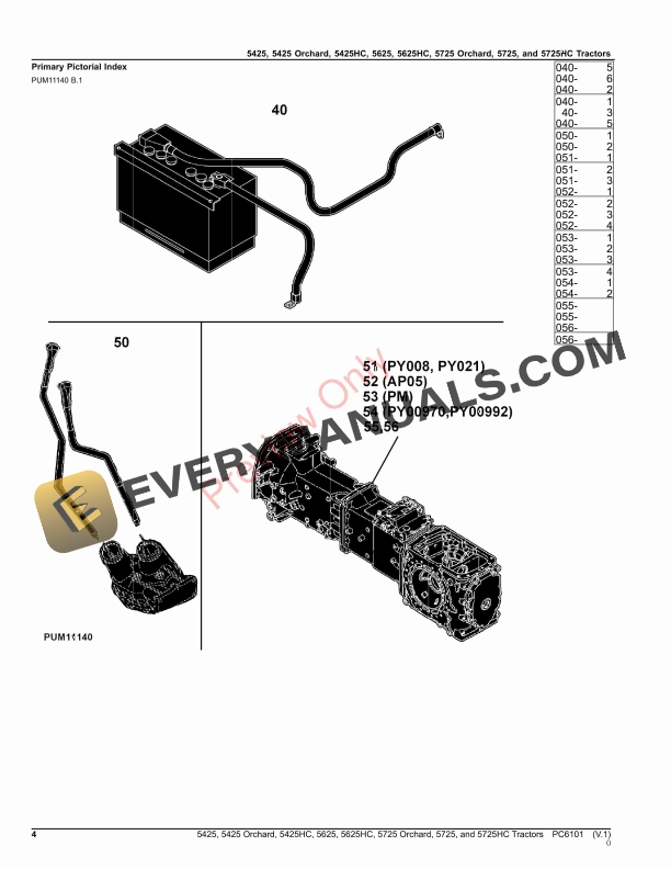 John Deere 5425, 5425 Orchard, 5425HC, 5625, 5625HC, 5725, 5725 Orchard and 5725HC Tractors Parts Catalog PC6101 08SEP23 5 John Deere 5425, 5425 Orchard, 5425HC, 5625, 5625HC, 5725, 5725 Orchard and 5725HC Tractors Parts Catalog PC6101 08SEP23-4