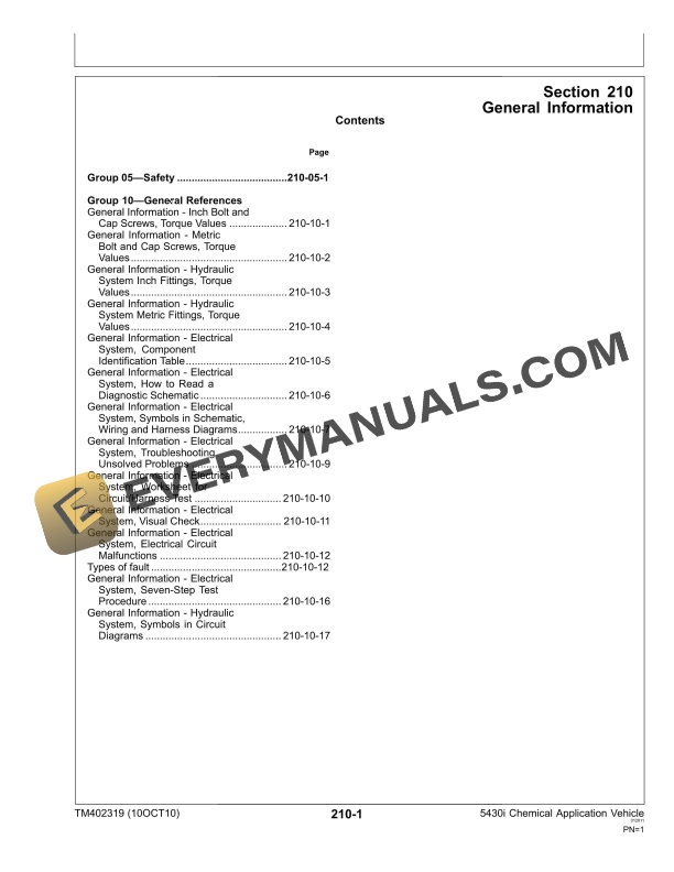 John Deere 5430i Chemical Application Vehicle and Demountable Crop Sprayers Technical Manual TM402319 17APR18 5