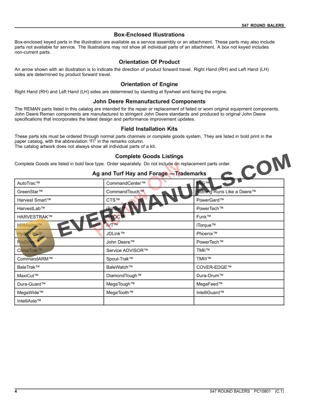 John Deere 547 ROUND BALERS Parts Catalog PC10801 29JUN23 4