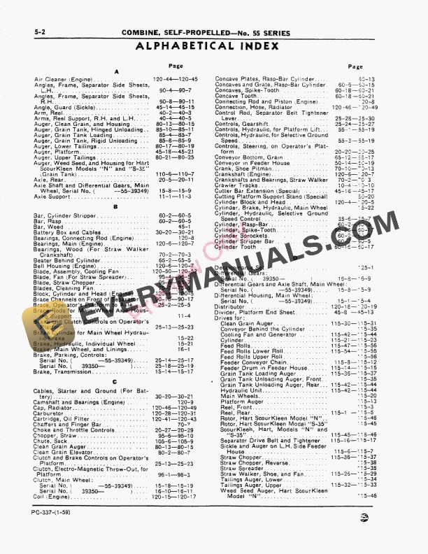 John Deere 55 Combine (000000-057000) Parts Catalog PC337 01JAN59-4