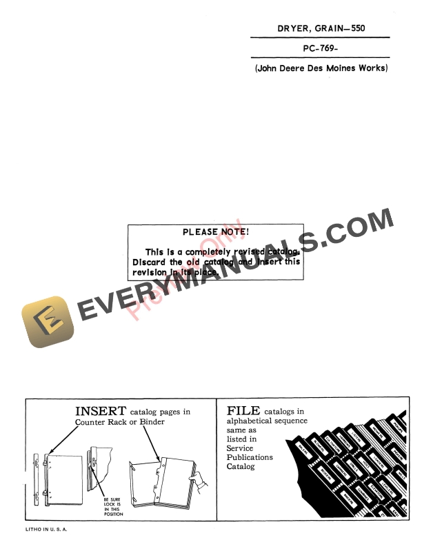 John Deere 550 Grain Dryer Parts Catalog PC769 01AUG63-1