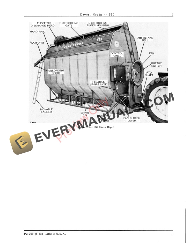 John Deere 550 Grain Dryer Parts Catalog PC769 01AUG63-3