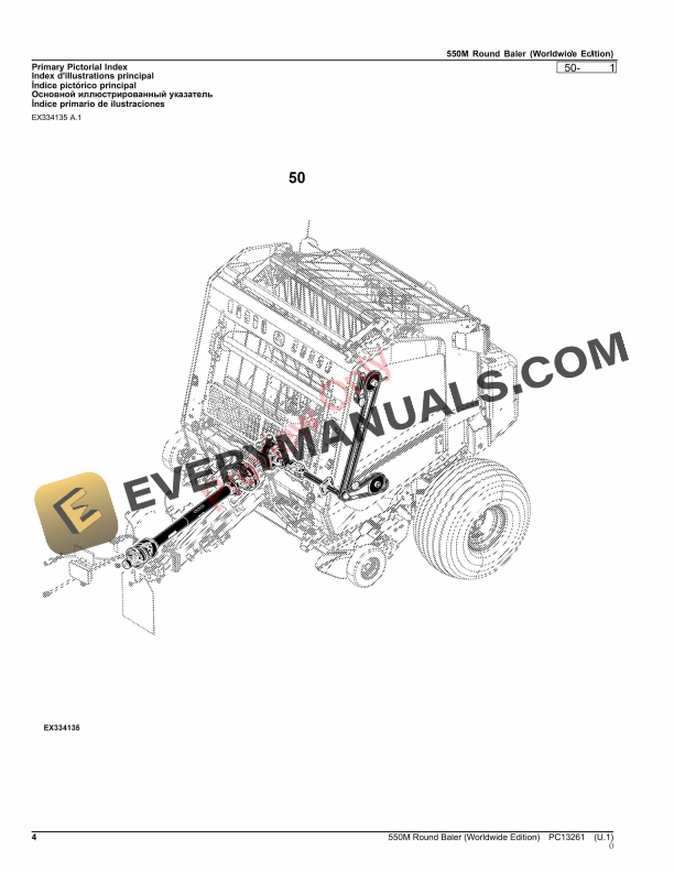 John Deere 550M Round Baler Parts Catalog PC13261 07NOV23-4