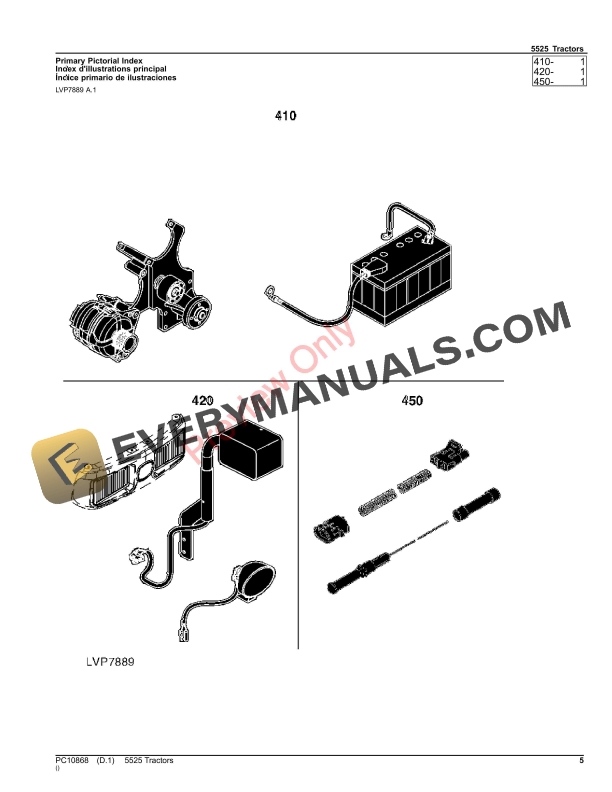 John Deere 5525 Tractors Parts Catalog PC10868 08SEP23 5