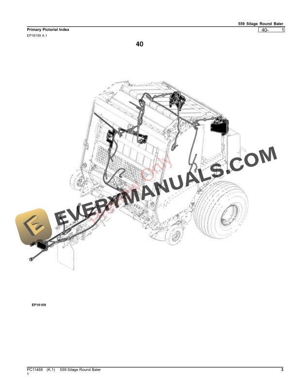 John Deere 559 Silage Round Baler Parts Catalog PC11468 30SEP23 3