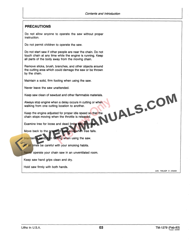 John Deere 55EV and 65EV CHAIN SAW Technical Manual TM1279 01FEB83 5