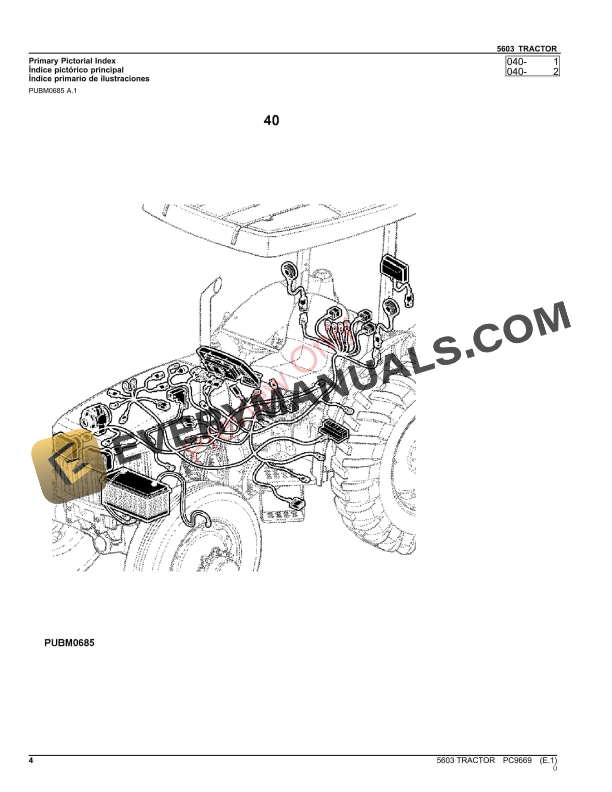 John Deere 5603 Tractor Parts Catalog PC9669 20AUG23-4
