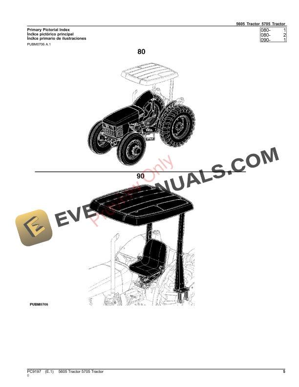 John Deere 5605 and 5705 Tractors Parts Catalog PC9197 21SEP23-5