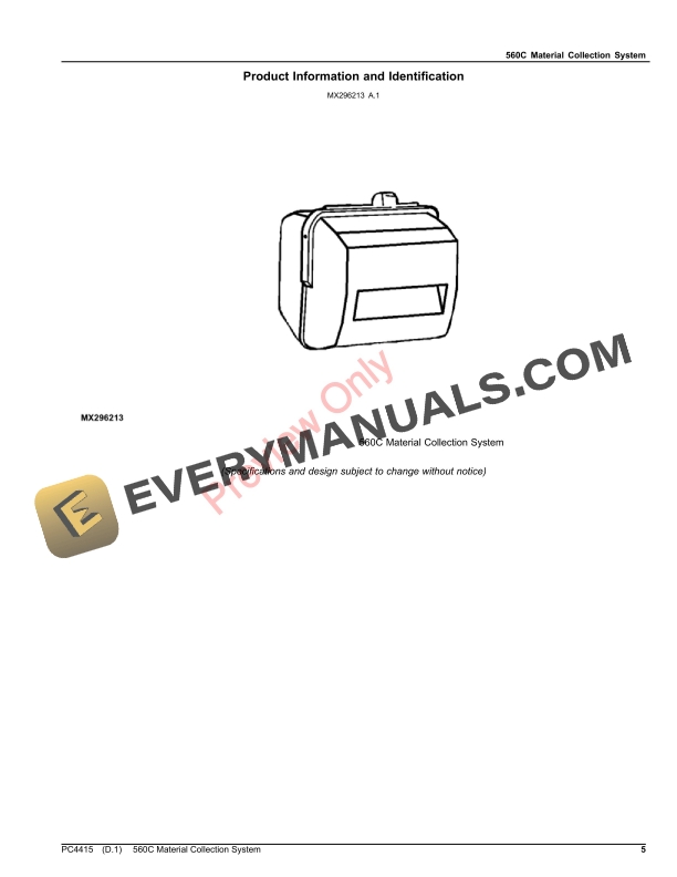 John Deere 560C MATERIAL COLLECTION SYSTEM (MCS) Parts Catalog PC4415 12AUG21-5