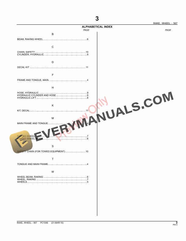 John Deere 567 Wheel Rake Parts Catalog PC1048 09MAY11 5