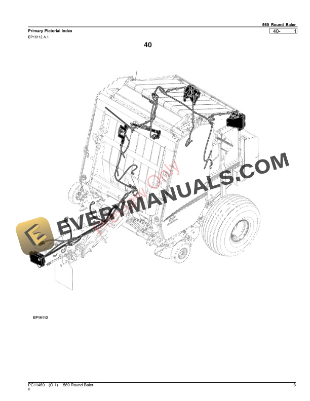 John Deere 569 Round Baler Parts Catalog PC11469 30SEP23 3