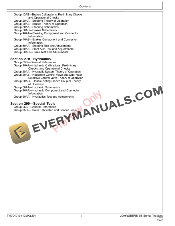 John Deere 5E 850 5E 854 5E 904 5E 954 5E Diagnostic Technical Manual TM704019 12MAY20 4