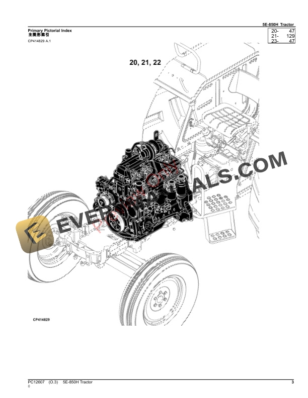 John Deere 5E-850H Tractor Parts Catalog PC12607 14NOV23-3