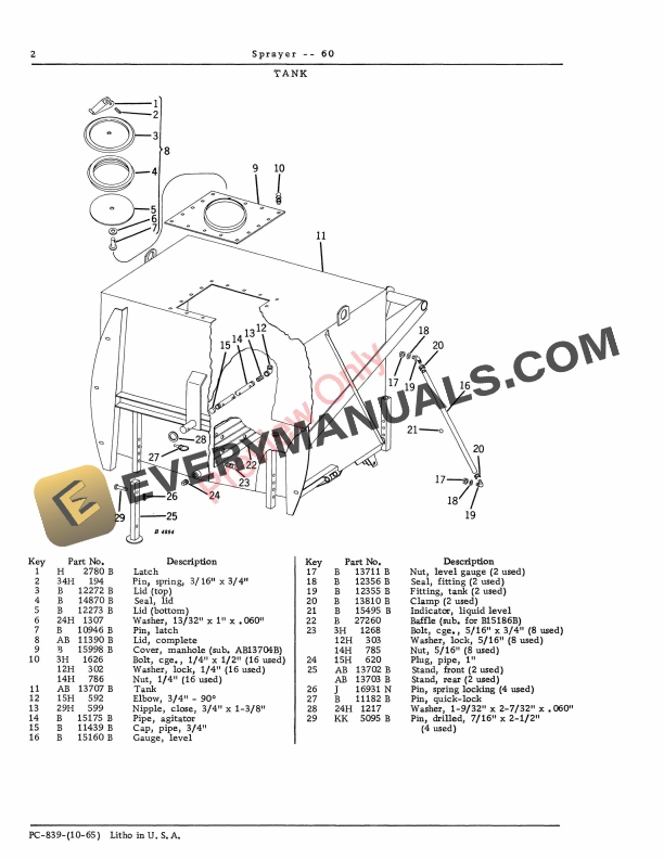John Deere 60 Sprayer Parts Catalog PC839 01OCT65-4