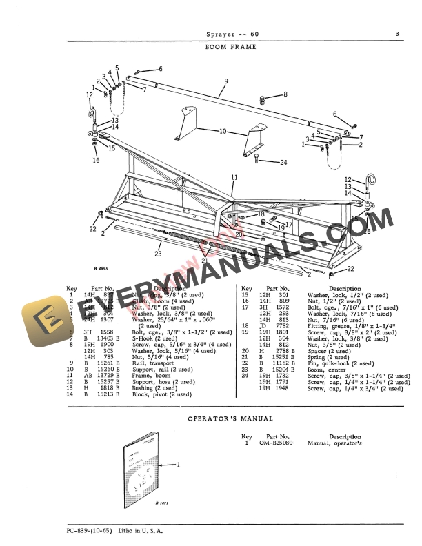 John Deere 60 Sprayer Parts Catalog PC839 01OCT65-5