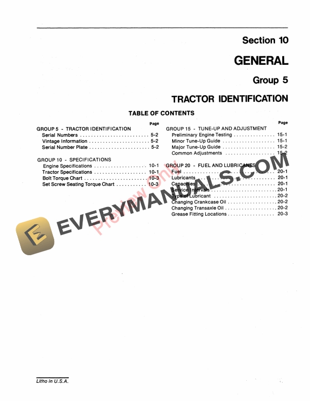John Deere 60 and 70 Lawn Tractors Service Manual SM2092 01APR73 5