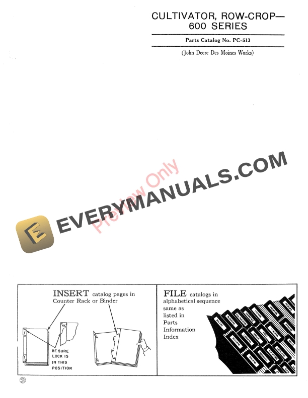 John Deere 600 Row-Crop Cutlivator Parts Catalog PC513 01DEC56-1