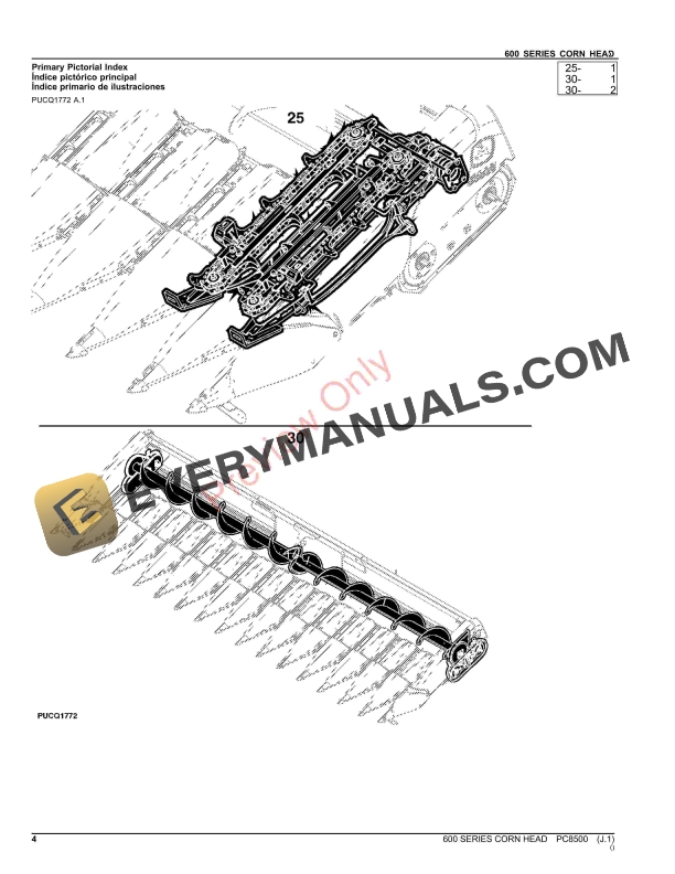 John Deere 600 SERIES CORN HEAD Parts Catalog PC8500 30SEP23-4