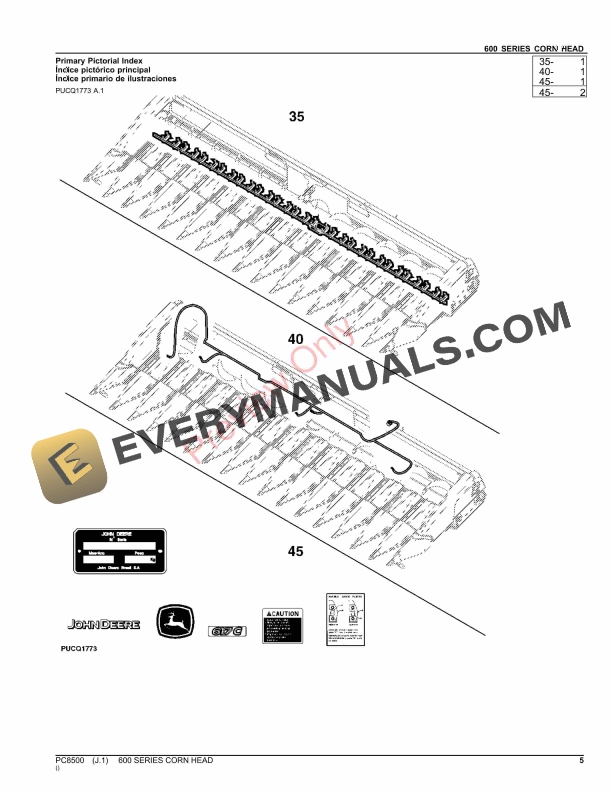 John Deere 600 SERIES CORN HEAD Parts Catalog PC8500 30SEP23-5