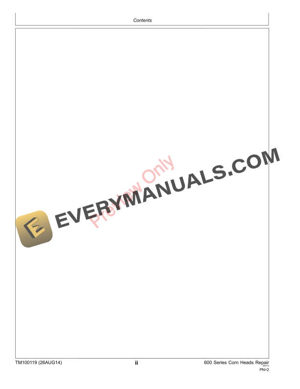 John Deere 600 Series Corn Heads Diagnostic Technical Manual TM100119 26Aug14 4