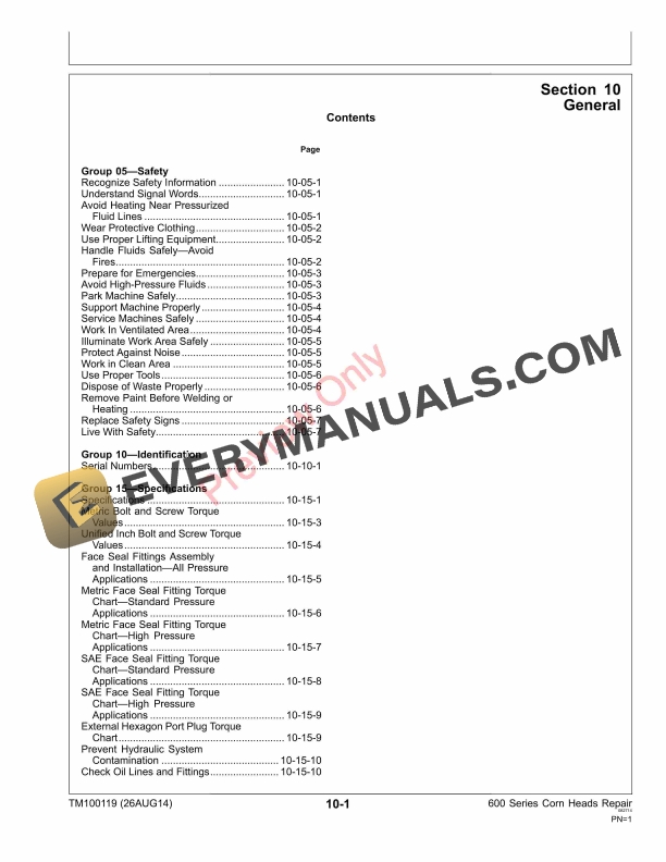 John Deere 600 Series Corn Heads Diagnostic Technical Manual TM100119 26Aug14 5