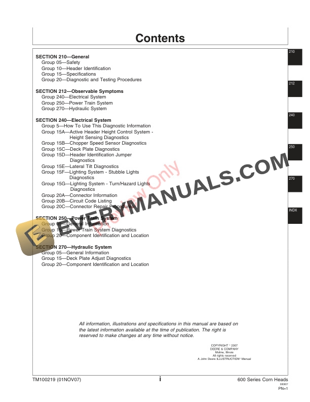 John Deere 600 Series Corn Heads Technical Manual TM100219 01Nov07 PDF 11 John Deere 600 Series Corn Heads Technical Manual TM100219 01Nov07 3
