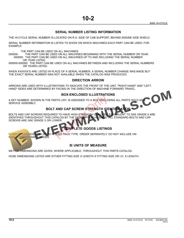 John Deere 6000 Hi-Cycle Sprayer Parts Catalog PC1516 14JUN11 PDF 11 John Deere 6000 Hi-Cycle Sprayer Parts Catalog PC1516 14JUN11-4