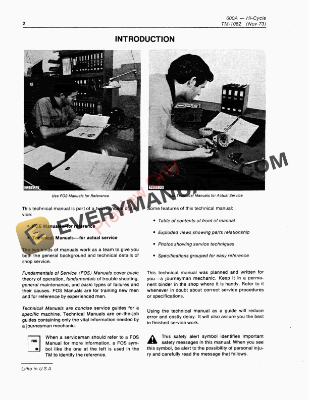 John Deere 600A Hi Cycle Technical Manual TM1082 01APR74 4