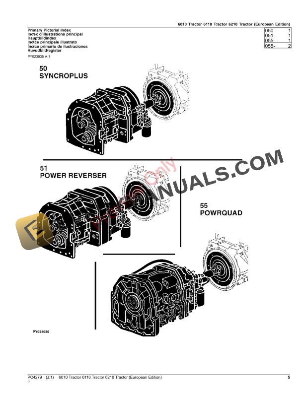 John Deere 6010, 6110, 6210 TRACTORS Parts Catalog PC4279 05SEP23-5