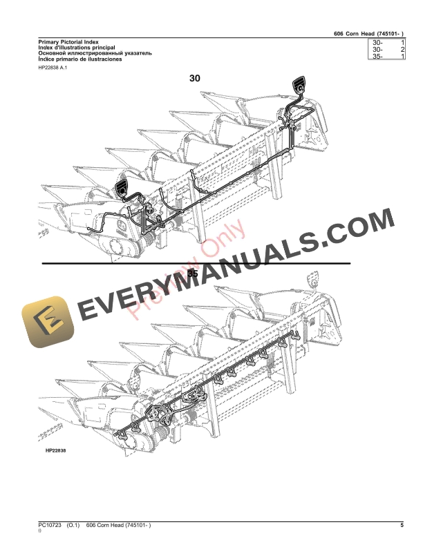 John Deere 606 Corn Head 745101 Parts Catalog PC10723 10SEP23 5