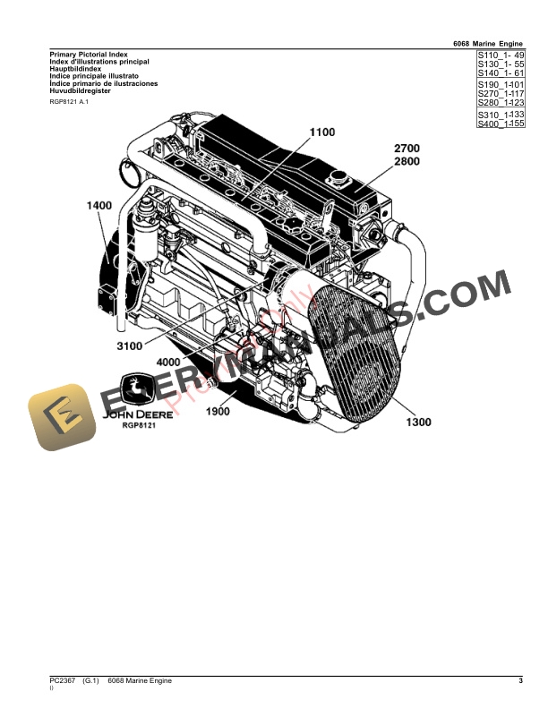 John Deere 6068 MARINE ENGINES Parts Catalog PC2367 31AUG23-3
