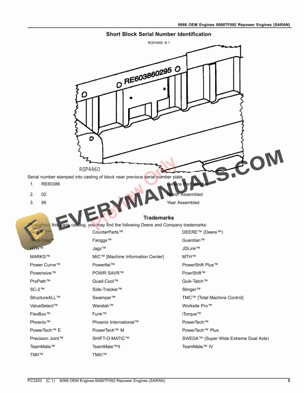 John Deere 6068 OEM ENGINES and 6068TF092 REPOWER ENGINE (100000 Parts Catalog PC3203 24OCT23-5