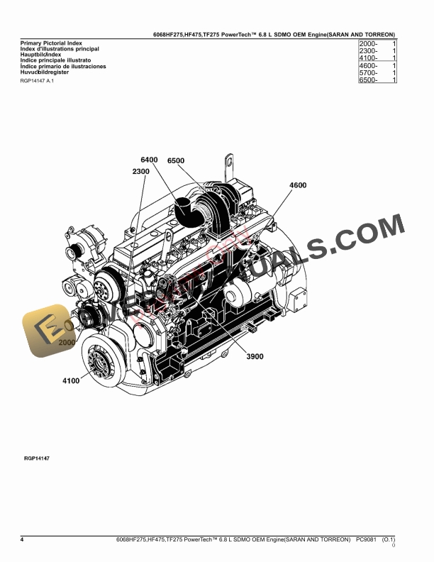 John Deere 6068HF275 PowerTech 6.8 L SDMO OEM Engine Parts Catalog PC9081 17SEP23-4