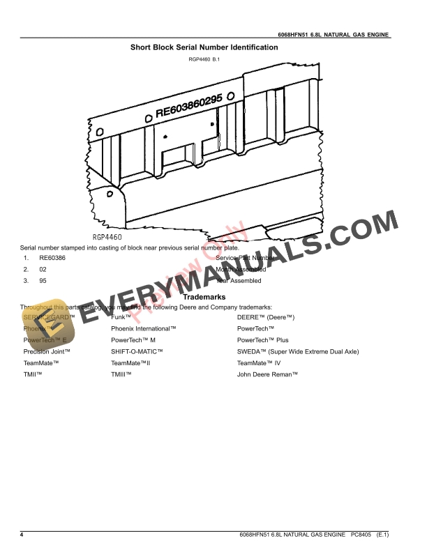 John Deere 6068HFN51 NATURAL GAS ENGINE Parts Catalog PC8405 26NOV23-4