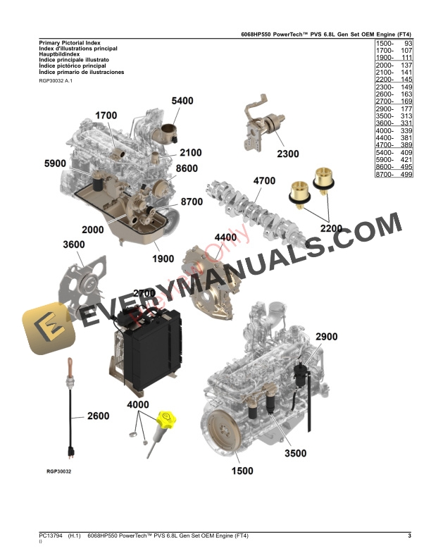 John Deere 6068HP550 PowerTech PVS 6.8L Gen Set OEM Engine (FT4) Parts Catalog PC13794 19NOV23-3