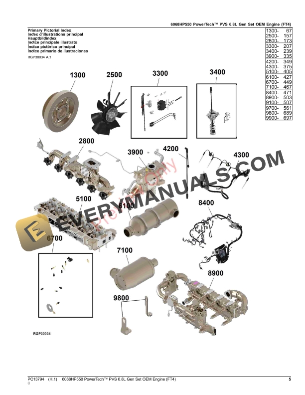 John Deere 6068HP550 PowerTech PVS 6.8L Gen Set OEM Engine (FT4) Parts Catalog PC13794 19NOV23-5