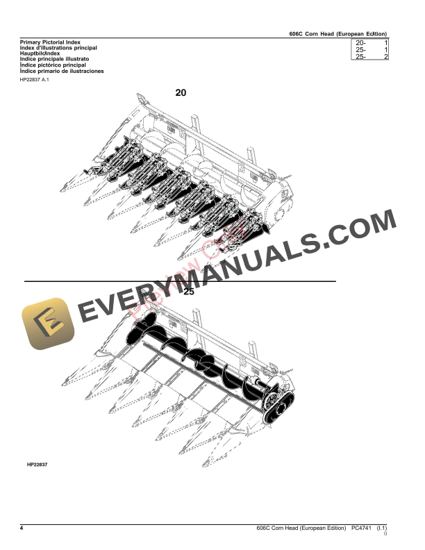 John Deere 606C Corn Head Parts Catalog PC4741 09NOV23-4