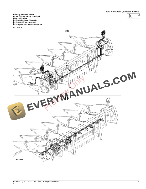 John Deere 606C Corn Head Parts Catalog PC4741 09NOV23-5