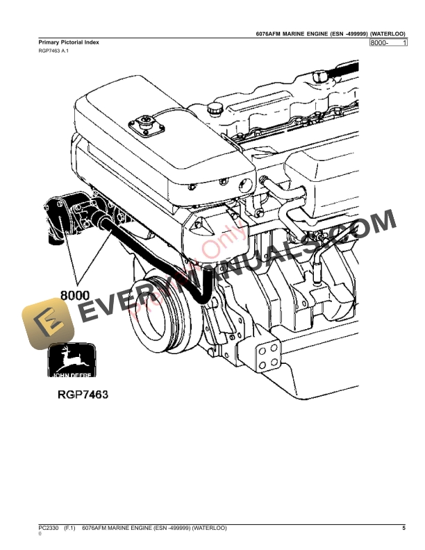 John Deere 6076AFM MARINE ENGINE AND ACCESSORIES (WATERLOO Parts Catalog PC2330 17SEP23-5